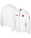Colosseum Men's Nebraska Huskers White Rabbit Full-zip Bomber Jacket In White