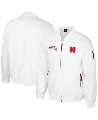 Colosseum Men's Nebraska Huskers White Rabbit Full-zip Bomber Jacket