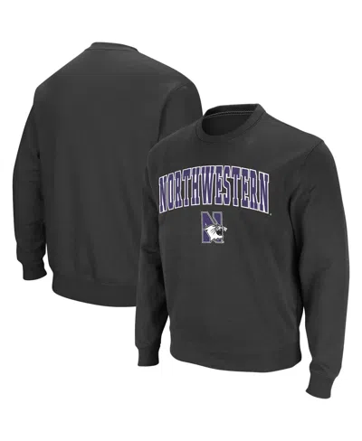 Colosseum Men's Northwestern Wildcats Arch & Logo Crew Neck Sweatshirt In Charcoal
