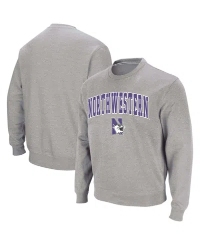 Colosseum Men's Northwestern Wildcats Arch & Logo Crew Neck Sweatshirt In Heather Gray