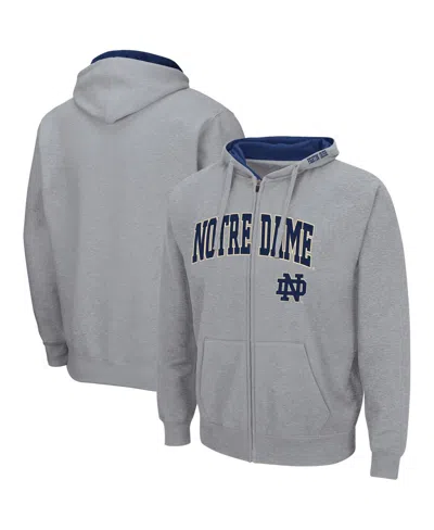 Colosseum Men's Notre Dame Fighting Irish Arch & Logo 3.0 Full-zip Hoodie In Heather Gray