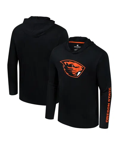 Colosseum Men's Notre Dame Fighting Irish Logo Lockup Active Blend Long Sleeve T-shirt Hoodie In Black