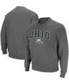 Colosseum Men's Ohio Bobcats Arch Logo Tackle Twill Pullover Sweatshirt In Charcoal