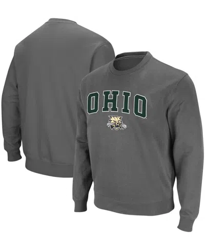 Colosseum Men's Ohio Bobcats Arch Logo Tackle Twill Pullover Sweatshirt In Charcoal