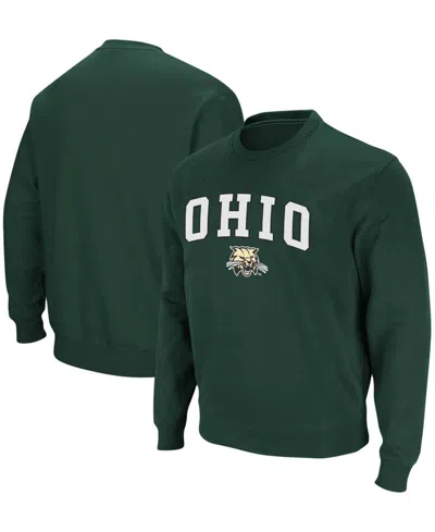 Colosseum Men's Ohio Bobcats Arch Logo Tackle Twill Pullover Sweatshirt In Green