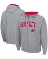 Colosseum Men's Heather Gray Ohio State Buckeyes Arch Logo 3.0 Full-zip Hoodie In Heather Gray