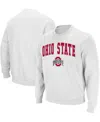 Colosseum Men's White Ohio State Buckeyes Team Arch Logo Tackle Twill Pullover Sweatshirt In White
