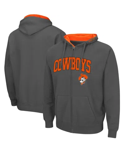Colosseum Men's Oklahoma State Cowboys Arch & Logo 3.0 Full-zip Hoodie In Charcoal