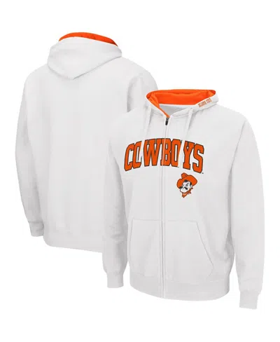 Colosseum Men's Oklahoma State Cowboys Arch & Logo 3.0 Full-zip Hoodie In White