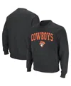 Colosseum Men's Oklahoma State Cowboys Arch And Logo Crew Neck Sweatshirt In Charcoal