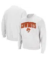 Colosseum Men's Oklahoma State Cowboys Arch And Logo Crew Neck Sweatshirt In White