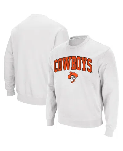 Colosseum Men's Oklahoma State Cowboys Arch And Logo Crew Neck Sweatshirt In White