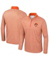 Colosseum Men's Orange Oklahoma State Cowboys Striped Quarter-zip Top In Pink