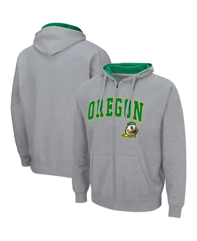 Colosseum Men's Oregon Ducks Arch & Logo 3.0 Full-zip Hoodie In Heathered Gray