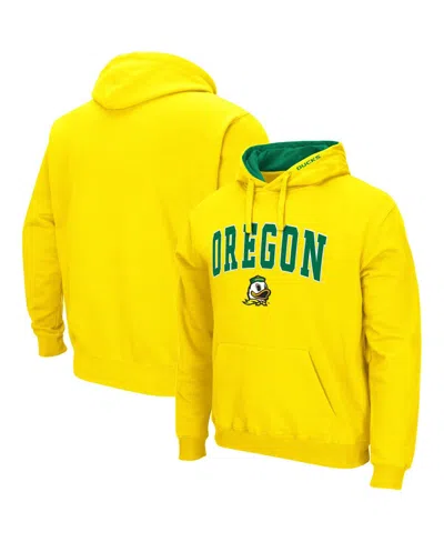 Colosseum Men's Oregon Ducks Arch & Logo 3.0 Pullover Hoodie In Yellow