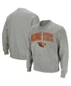 Colosseum Men's Oregon State Beavers Arch & Logo Tackle Twill Pullover Sweatshirt In Heather Gray