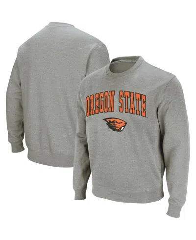 Colosseum Men's Oregon State Beavers Arch & Logo Tackle Twill Pullover Sweatshirt In Heather Gray