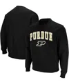 Colosseum Men's Black Purdue Boilermakers Arch Logo Crew Neck Sweatshirt In Black