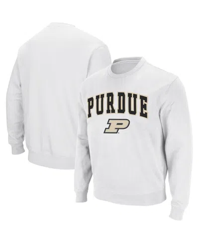 Colosseum Men's Purdue Boilermakers Arch & Logo Crew Neck Sweatshirt In White