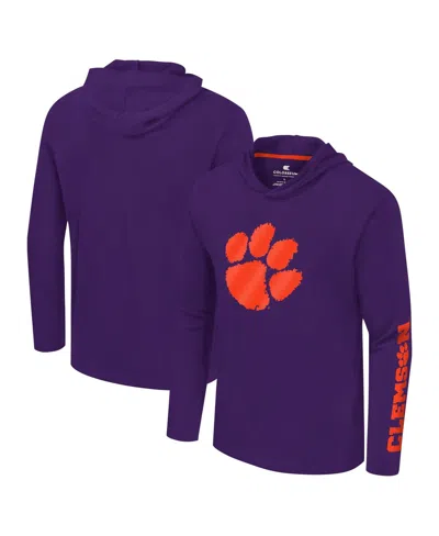Colosseum Men's Purple Clemson Tigers Logo Lockup Active Blend Long Sleeve T-shirt Hoodie