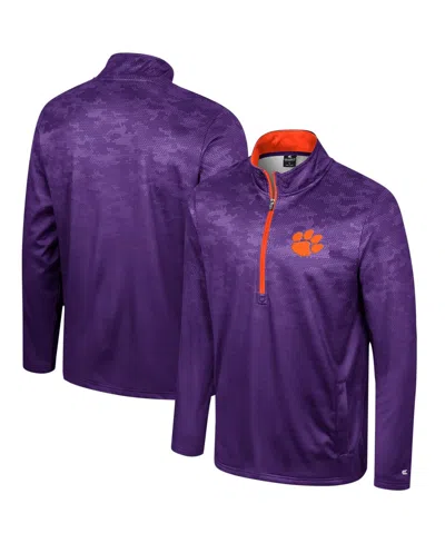 Colosseum Men's Purple Clemson Tigers The Machine Half-zip Jacket