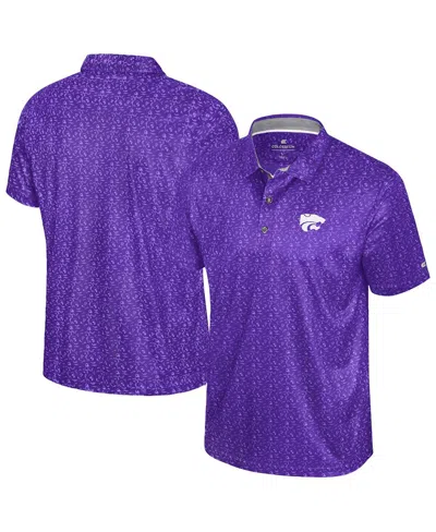 Colosseum Men's Purple Kansas State Wildcats Football Print Polo Shirt In Multi