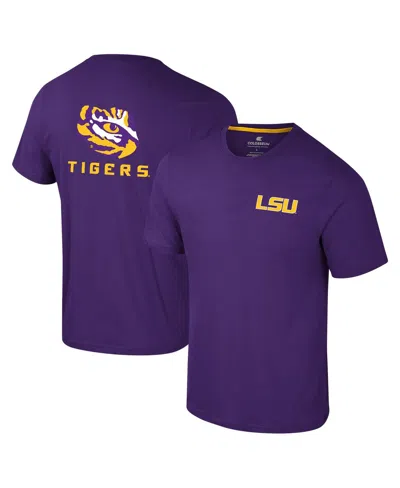 Colosseum Men's Purple Lsu Tigers Logo Lockup 2-hit Active Blend T-shirt