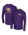 Colosseum Men's Purple Lsu Tigers Logo Lockup 3-hit Active Blend Long Sleeve T-shirt In Purple