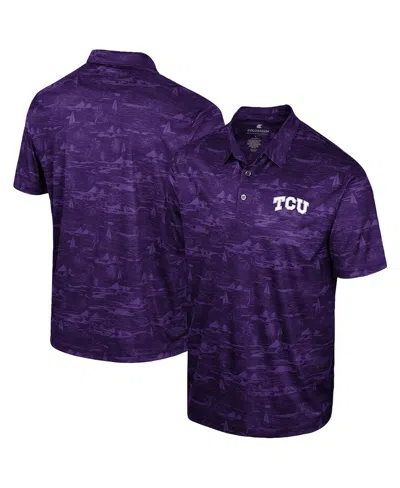 Colosseum Men's Purple Tcu Horned Frogs Daly Print Polo Shirt