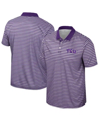 Colosseum Men's Purple Tcu Horned Frogs Striped Polo Shirt