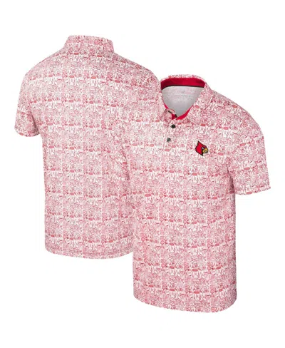 Colosseum Men's Red Louisville Cardinals It's Time Allover Print Polo Shirt