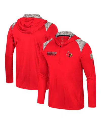 Colosseum Men's Red Louisville Cardinals Oht Military Appreciation Quarter-zip Hoodie Jacket