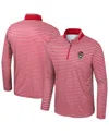 Colosseum Men's Red Nc State Wolfpack Striped Quarter-zip Sweatshirt