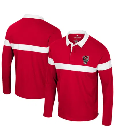 Colosseum Men's Red Nc State Wolfpack Too Cool For School Long Sleeve Polo Shirt