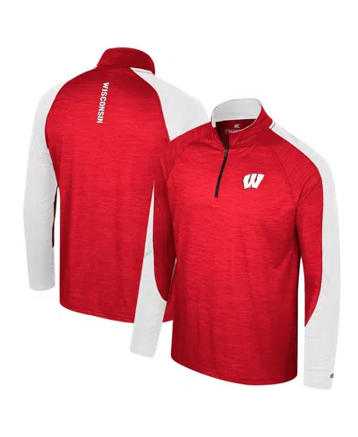 Colosseum Men's Red Wisconsin Badgers Langmore Raglan Quarter-zip Top