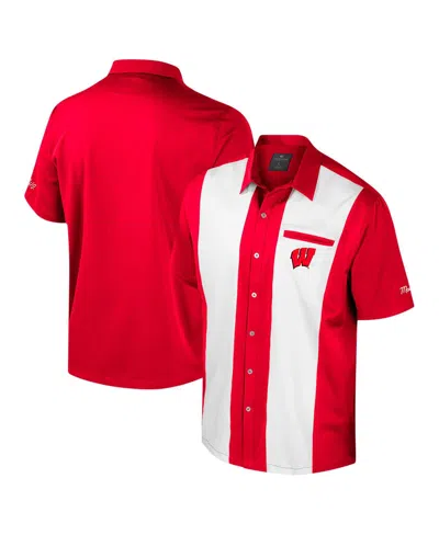 Colosseum Men's Red Wisconsin Badgers Strike Bowling Button-up Shirt