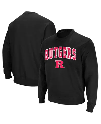 Colosseum Men's Rutgers Scarlet Knights Arch And Logo Crew Neck Sweatshirt In Black