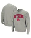 Colosseum Men's Rutgers Scarlet Knights Arch And Logo Crew Neck Sweatshirt In Heather Gray