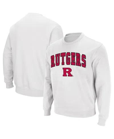 Colosseum Men's Rutgers Scarlet Knights Arch And Logo Crew Neck Sweatshirt In White