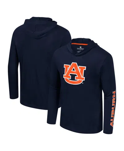 Colosseum Men's Scarlet Nebraska Huskers Logo Lockup Active Blend Long Sleeve T-shirt Hoodie In Navy