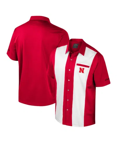 Colosseum Men's Scarlet Nebraska Huskers Strike Bowling Button-up Shirt In Red