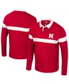 Colosseum Men's Scarlet Nebraska Huskers Too Cool For School Long Sleeve Polo Shirt In Red