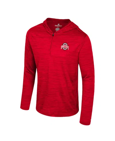 Colosseum Men's Scarlet Ohio State Buckeyes Always Sunny Lightweight Quarter-zip Hoodie In Red