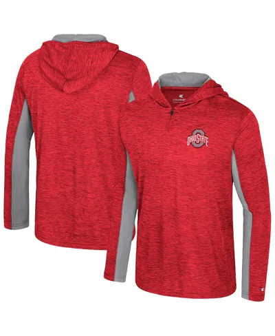 Colosseum Men's Scarlet Ohio State Buckeyes Always Sunny Quarter-zip Hoodie In Red