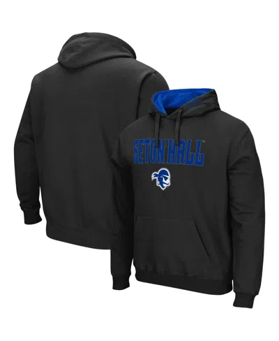 Colosseum Men's Seton Hall Pirates Arch And Logo Pullover Hoodie In Black
