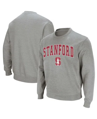 Colosseum Men's Stanford Cardinal Arch & Logo Crew Neck Sweatshirt In Heather Gray