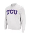 Colosseum Men's Tcu Horned Frogs Arch & Logo Crew Neck Sweatshirt In White