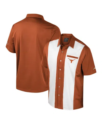 Colosseum Men's Texas Orange Texas Longhorns Strike Bowling Button-up Shirt In Brown