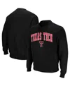 Colosseum Men's Texas Tech Red Raiders Arch And Logo Crew Neck Sweatshirt In Black