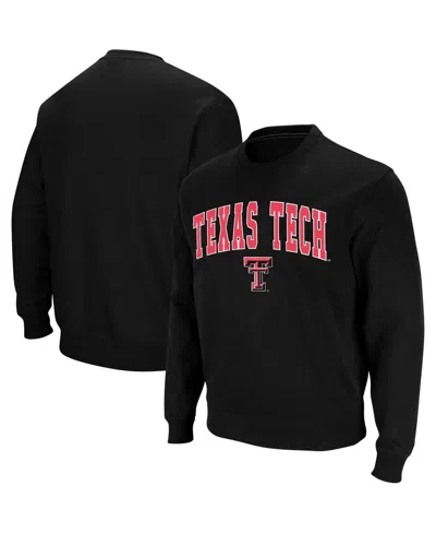Colosseum Men's Texas Tech Red Raiders Arch And Logo Crew Neck Sweatshirt In Black